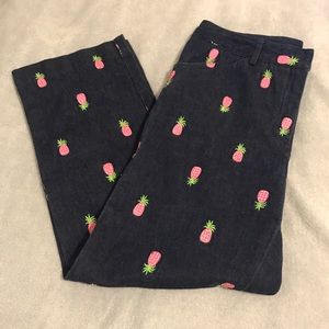 Lilly Pulitzer Embroidered Pineapple Denim Pants